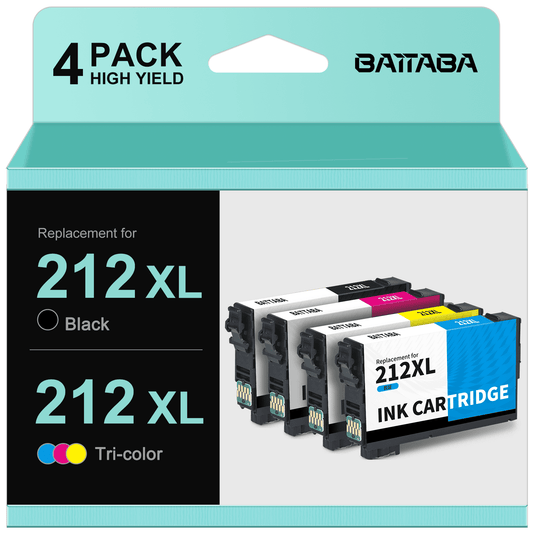 212xl Ink Cartridge for Epson 212 Ink for Epson Workforce WF-2850 WF-2830 Expression Home XP-4100 XP-4105 Printer ( Black Cyan Magenta Yellow, 4-Pack)