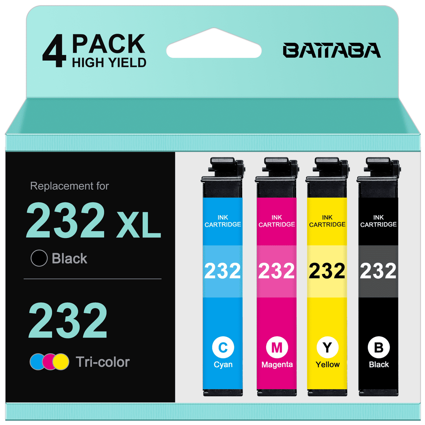 232XL Ink Cartridges for Epson 232XL 232 Ink for Workforce WF-2930 WF-2950 Expression XP-4200 XP-4205 Printer (Black,Cyan,Magenta,Yellow, 4-Pack)