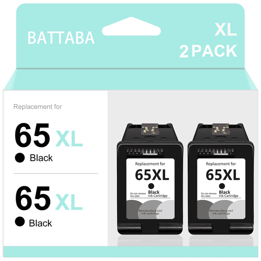 65XL Ink Cartridges for HP 65 Black Ink Cartridges for HP Ink 65 65XL HP DeskJet 3755 3772 3700 3752 3722 2600 2622 2652 Envy 5055 5000 5070 Printer (2 Black)